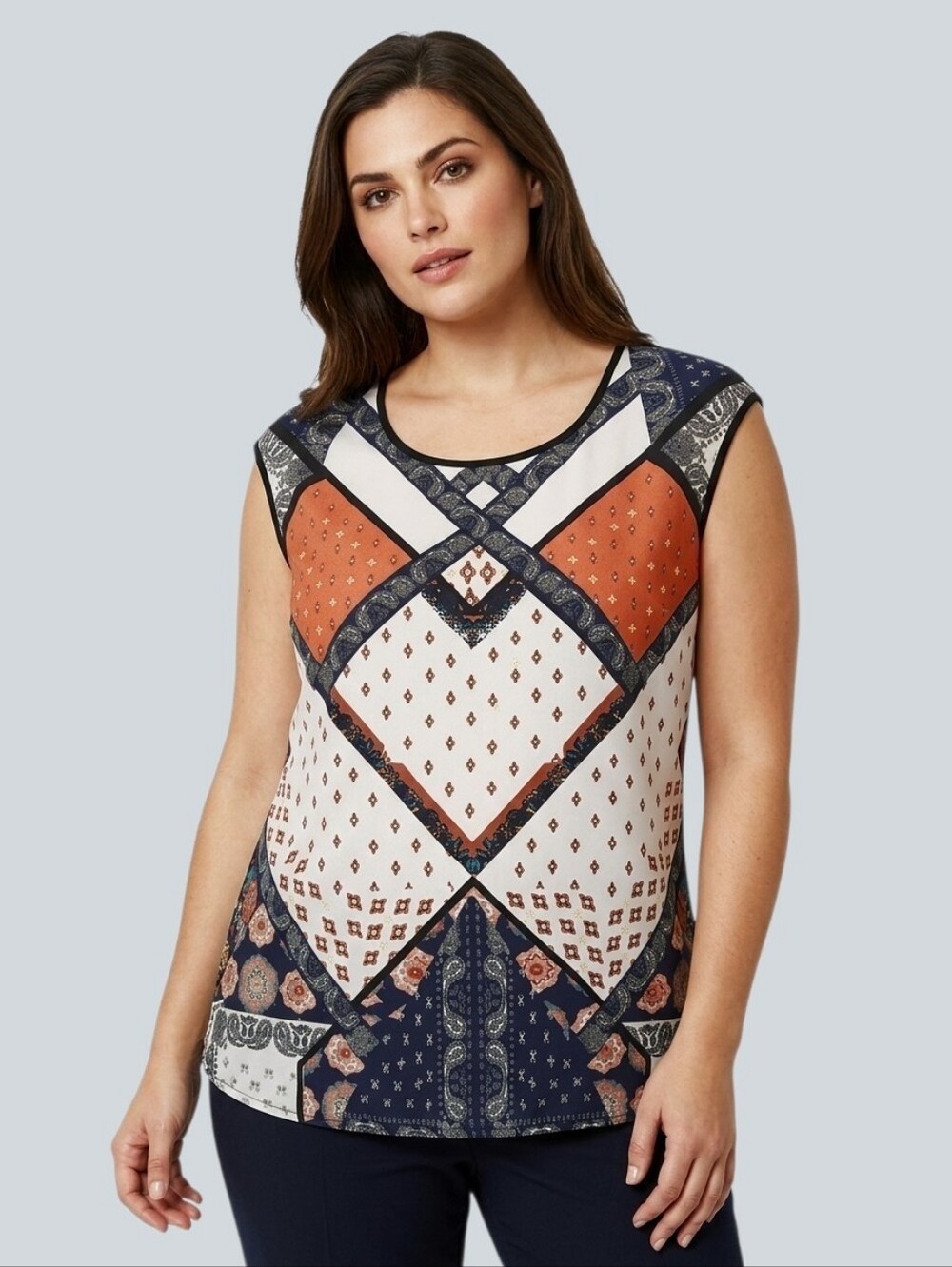 Ricki's Geometric Cap-Sleeve Top size L